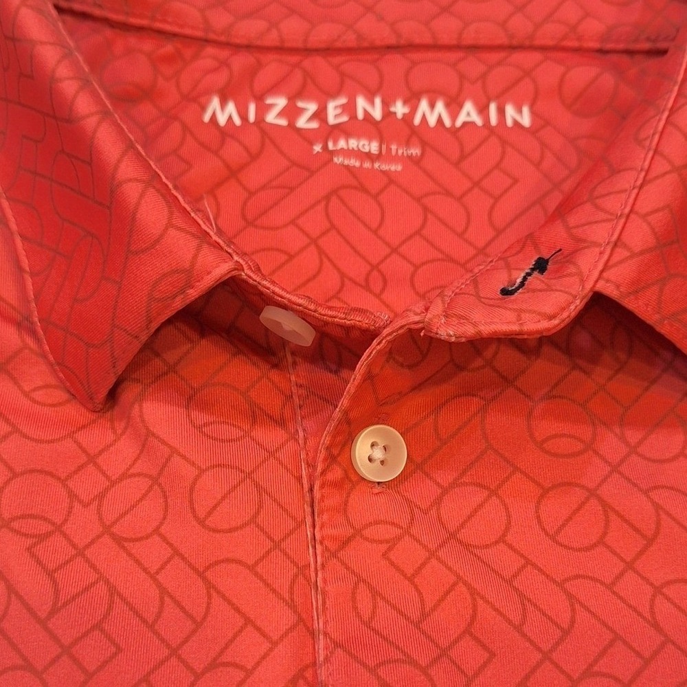 Mizzen+Main Coral Red Patterned Polo